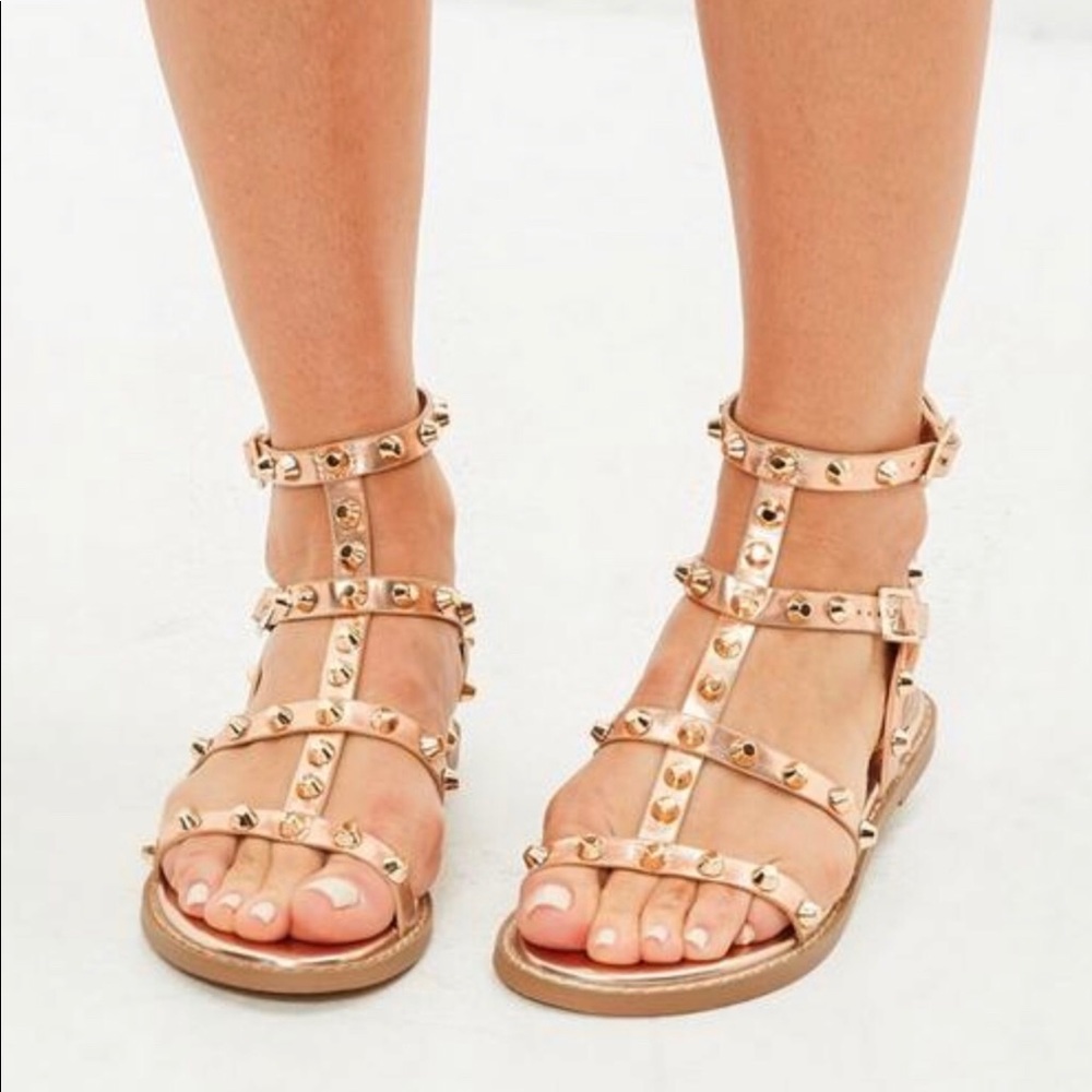Rose gold gladiator sandals